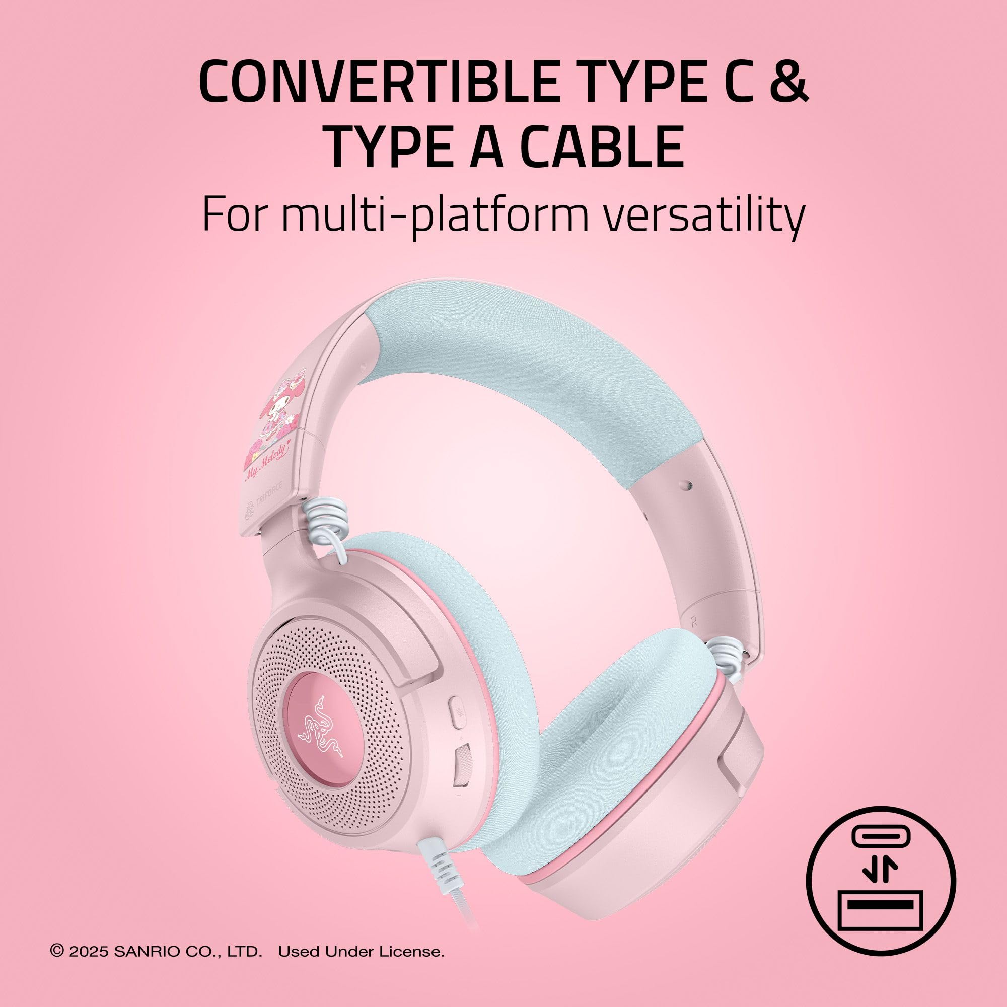 razer-kraken-v4-x-wired-gaming-headset-my-melody-edition-with-triforce-40mm-driv image 6