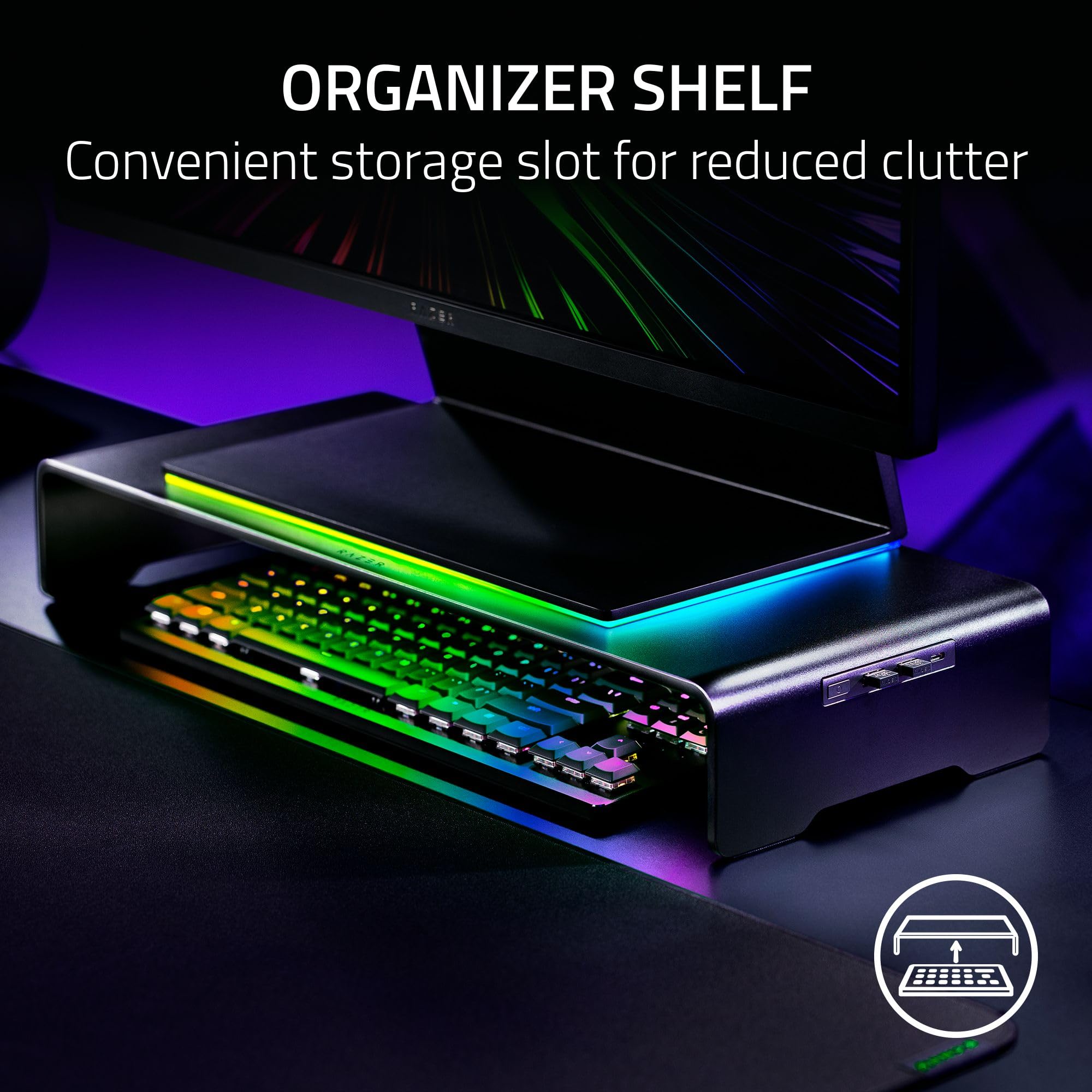 razer-monitor-stand-chroma-4-port-usb-c-hub-monitor-riser-with-rgb-and-organizer image 5