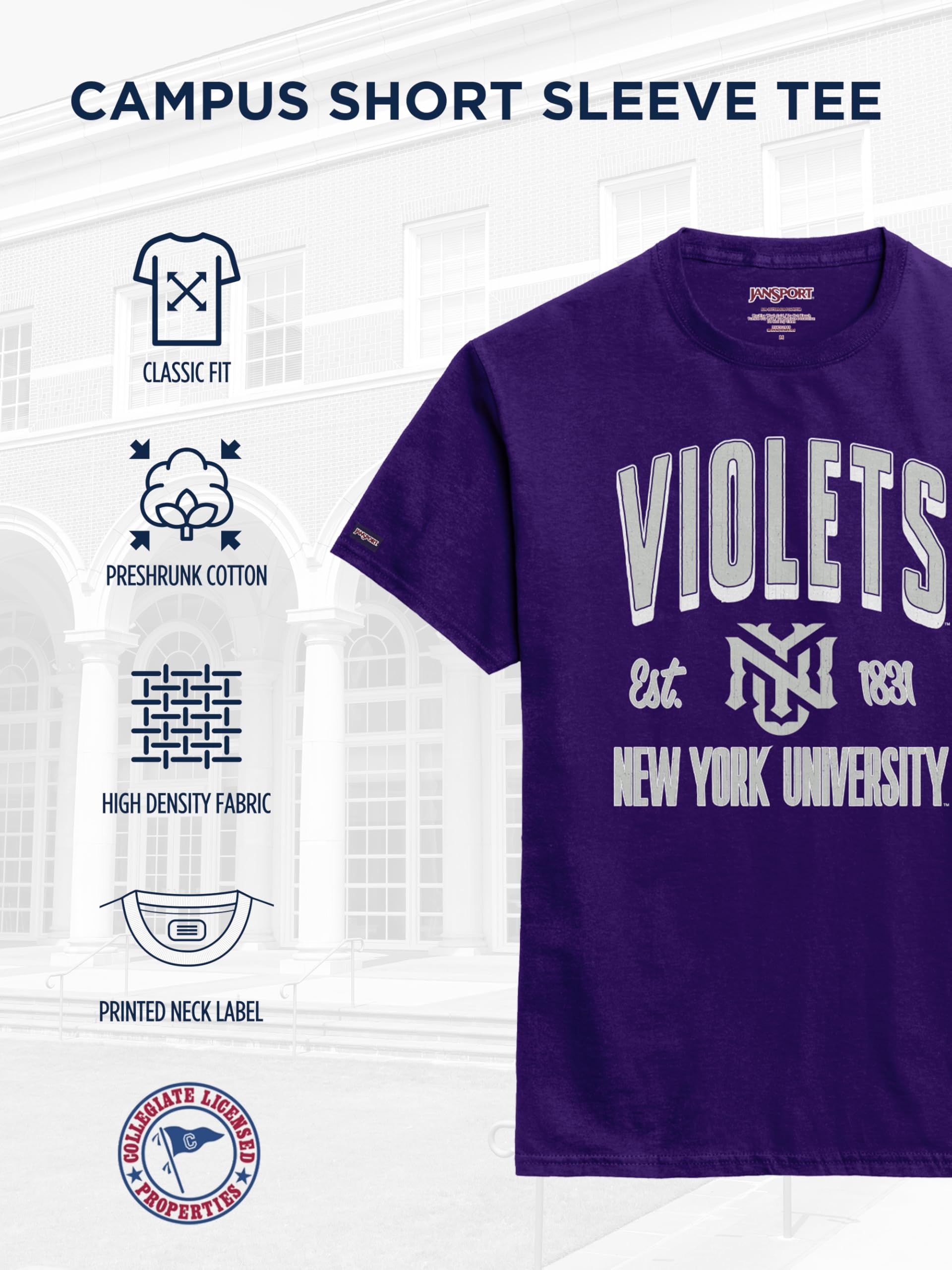 jansport-ncaa-officially-licensed-nyu-violets-campus-short-sleeve-crewneck-t-shi image 5