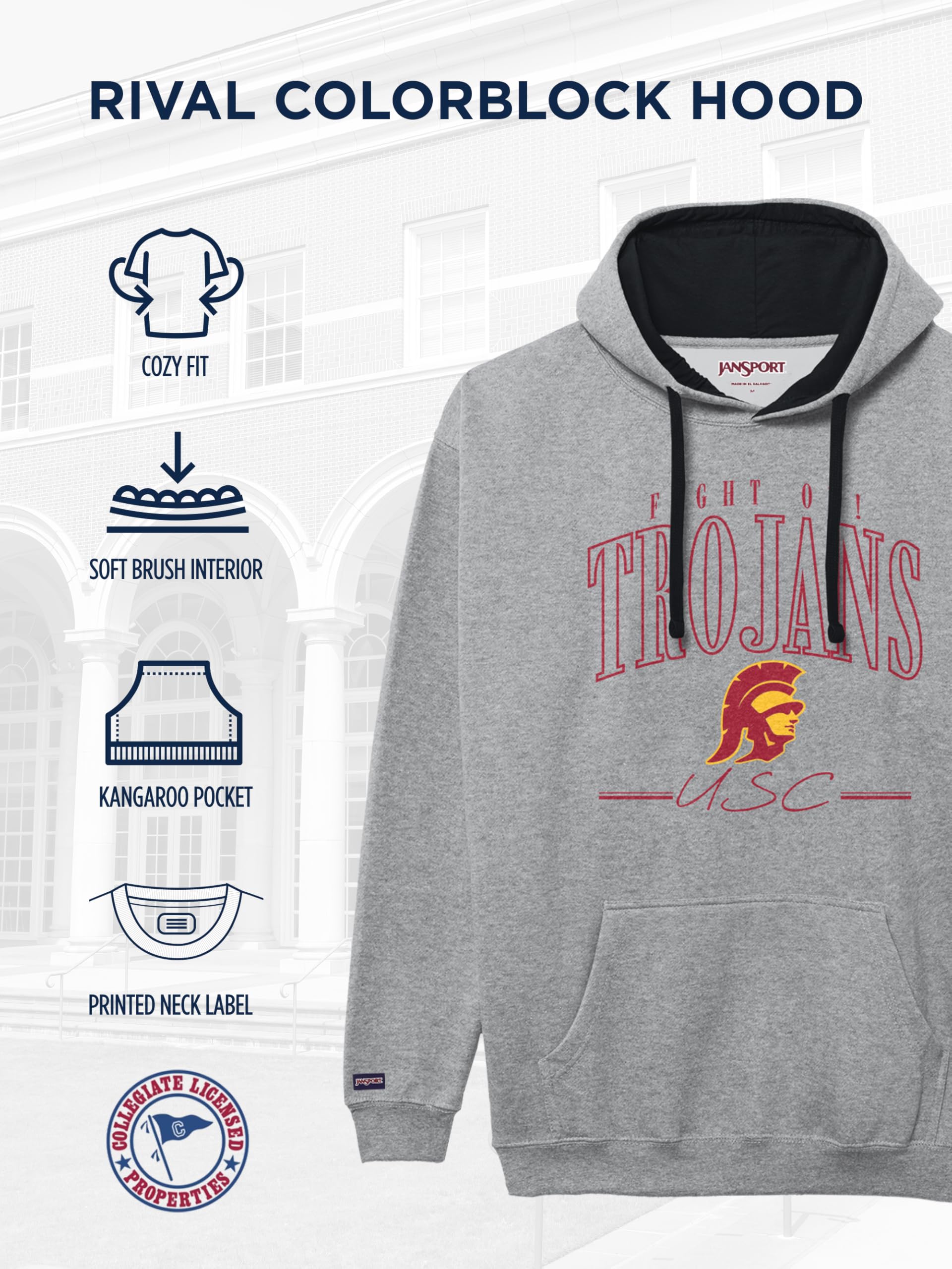 jansport-ncaa-rival-colorblock-hood-officially-licensed-unisex-fleece-pullover-h image 5