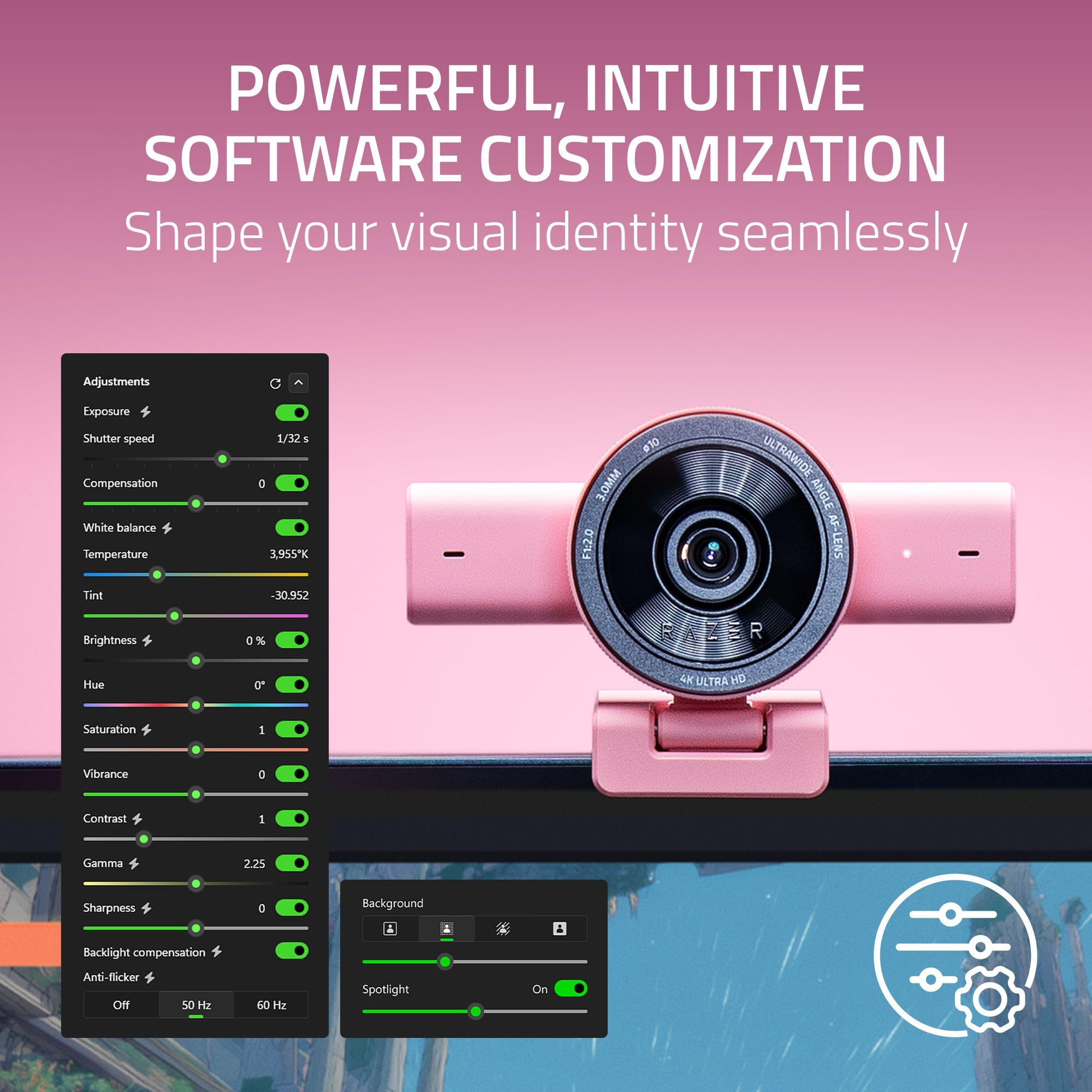 razer-kiyo-v2-streaming-webcam-pink-4k-30fps-sony-starvis-sensor-ai-auto-framing image 6