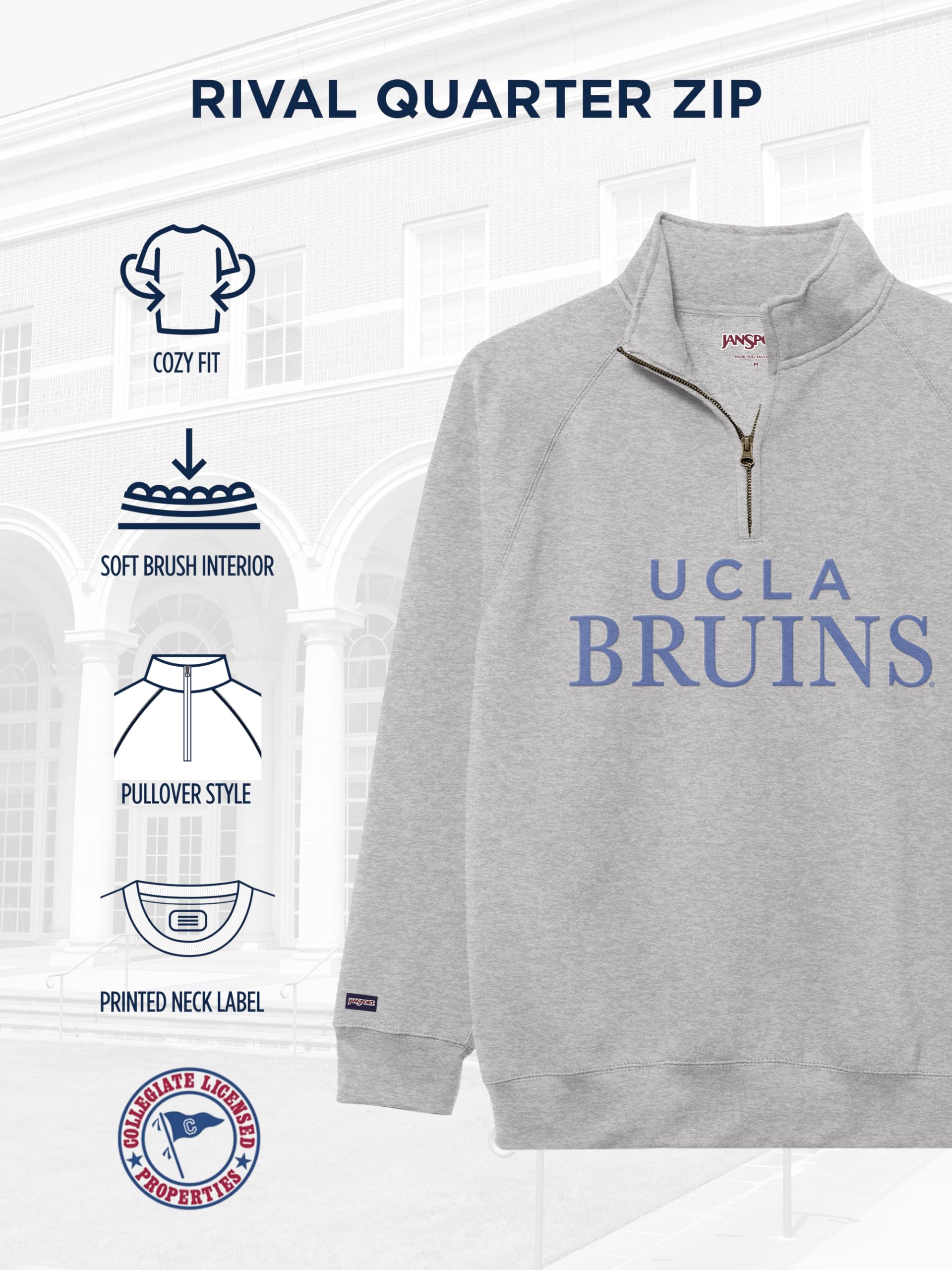 jansport-ncaa-rival-quarter-zip-sweatshirt-officially-licensed-unisex-pullover-c image 5