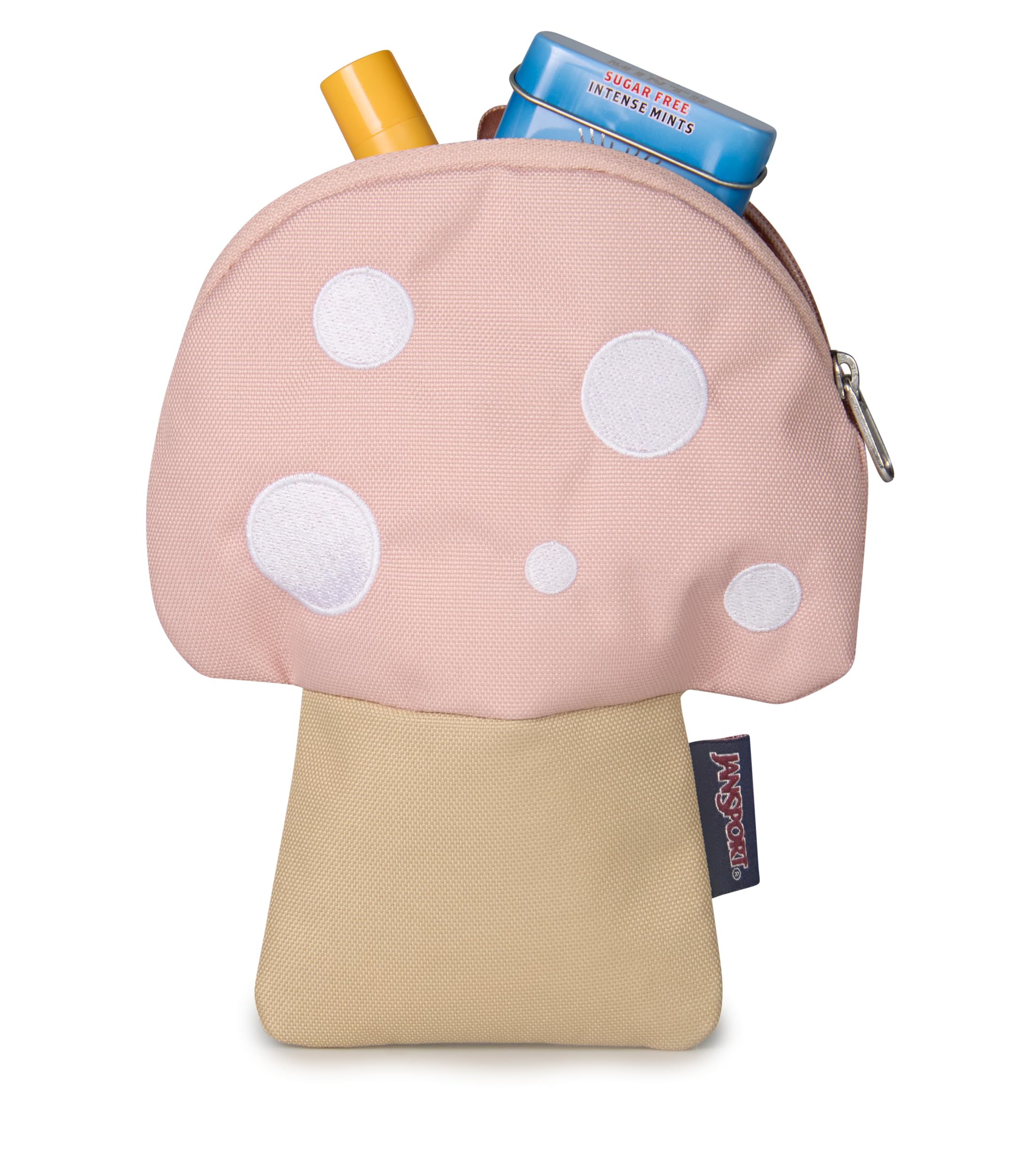 jansport-mushroom-coin-purse-toadstool-zipper-pouch-with-backpack-clip-6-9-x-3-5 image 4