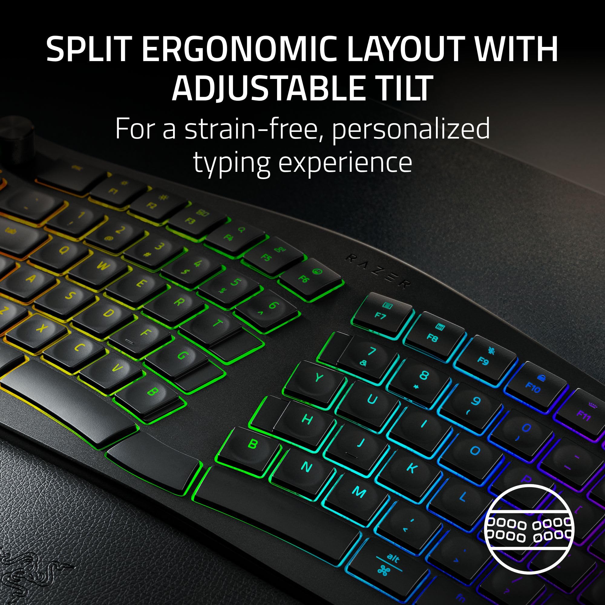 razer-pro-type-ergo-wireless-split-ergonomic-keyboard-adjustable-tilt-wrist-rest image 2