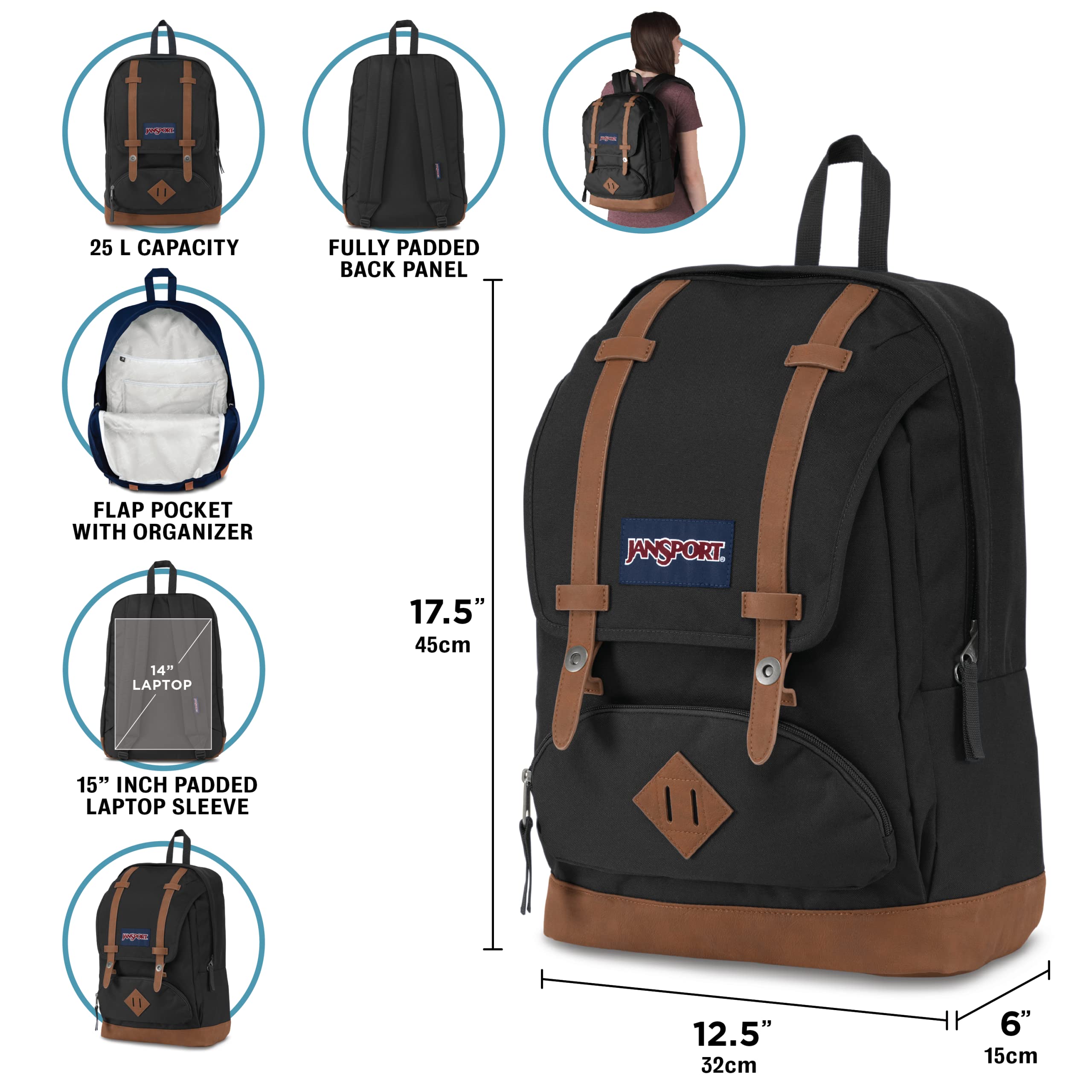 jansport-cortlandt-15-inch-laptop-backpack-with-vegan-leather-bottom-deep-junipe image 6