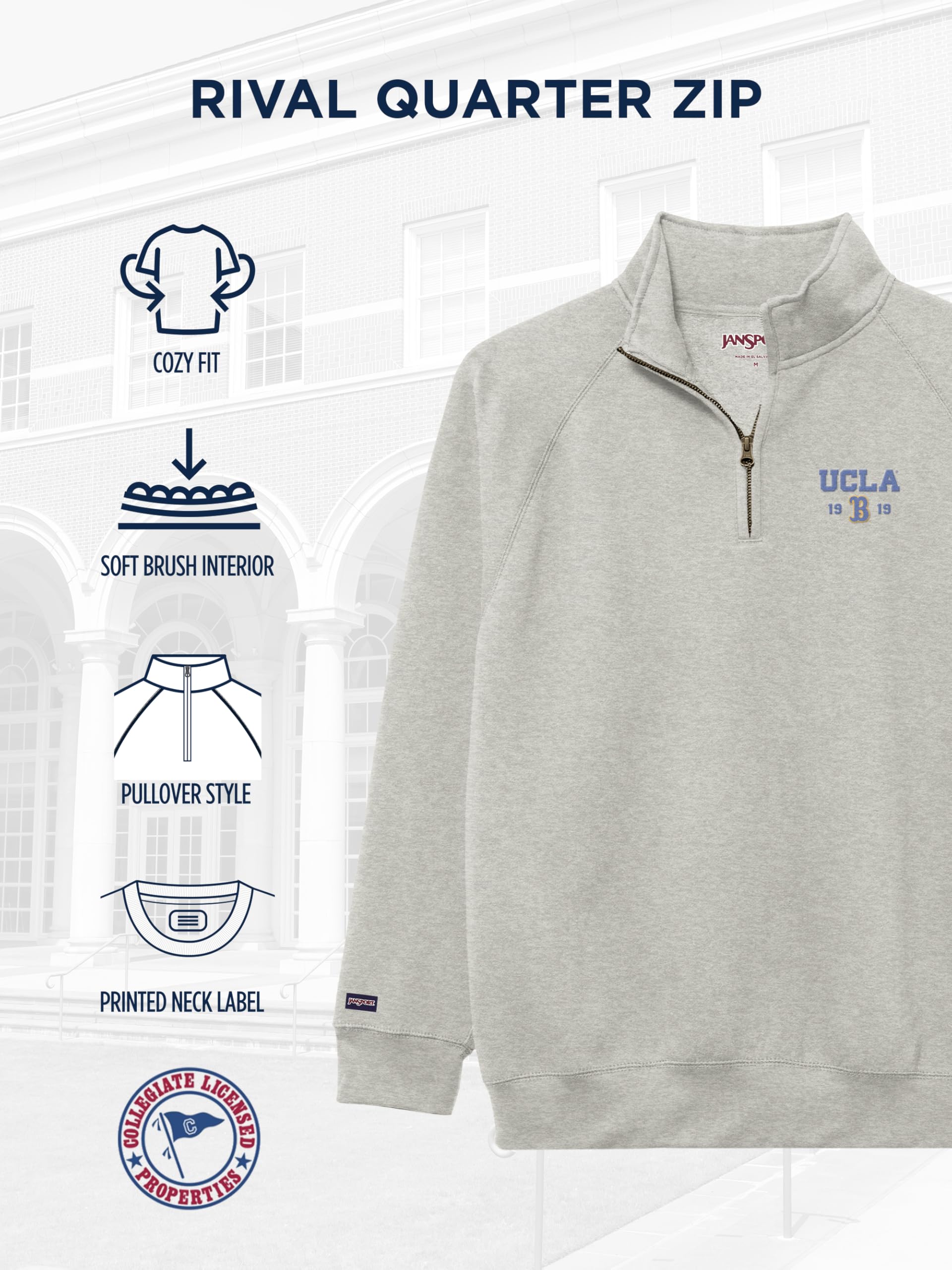 jansport-ncaa-officially-licensed-rival-quarter-zip-sweatshirt-long-sleeve-stand image 5