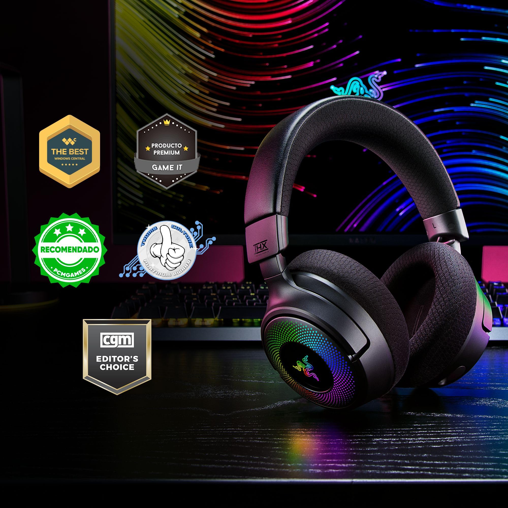 razer-kraken-v4-wireless-gaming-headset-triforce-titanium-40mm-drivers-hyperspee image 2