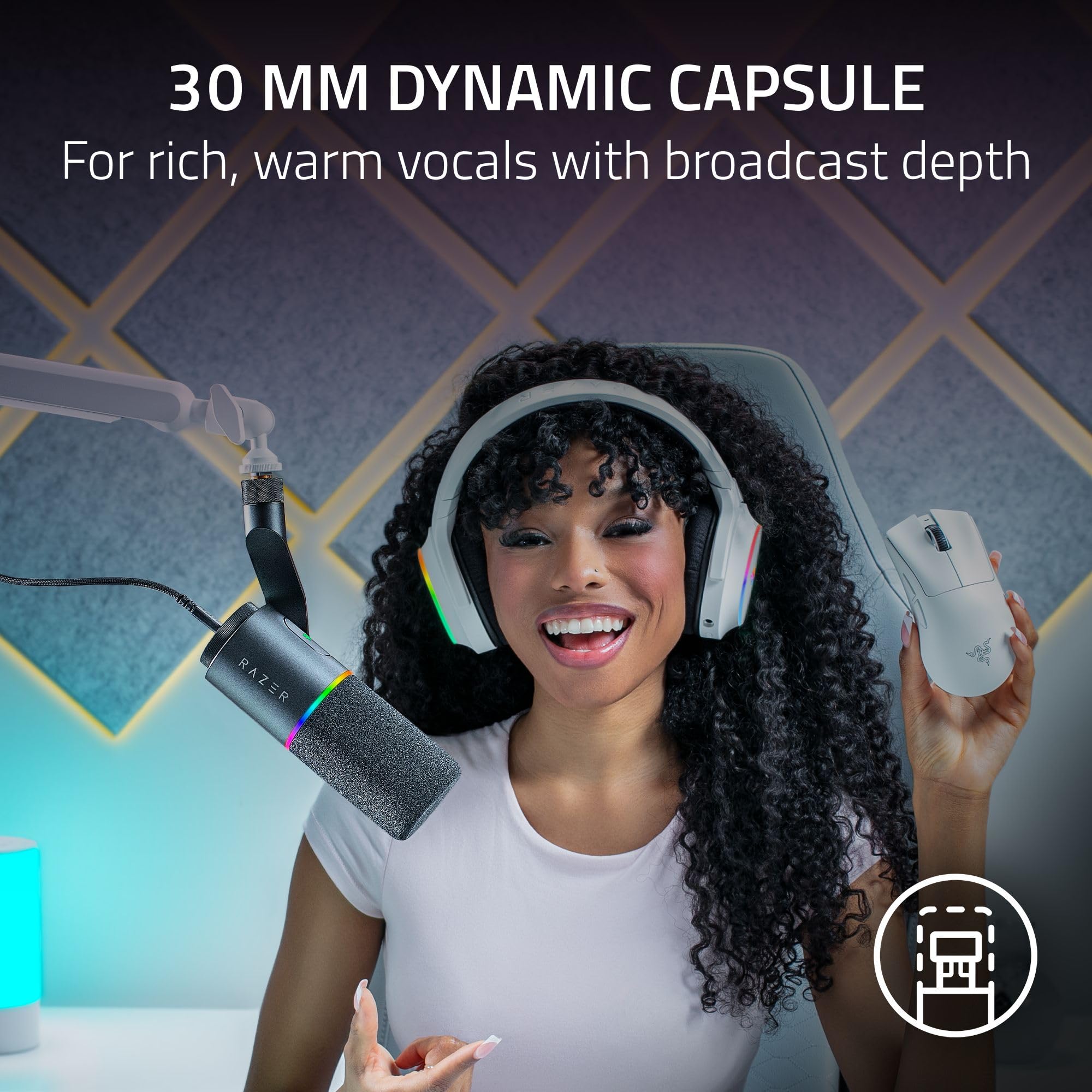 razer-seiren-v3-pro-dynamic-streaming-microphone-usb-type-c-xlr-32-bit-float-ai- image 5