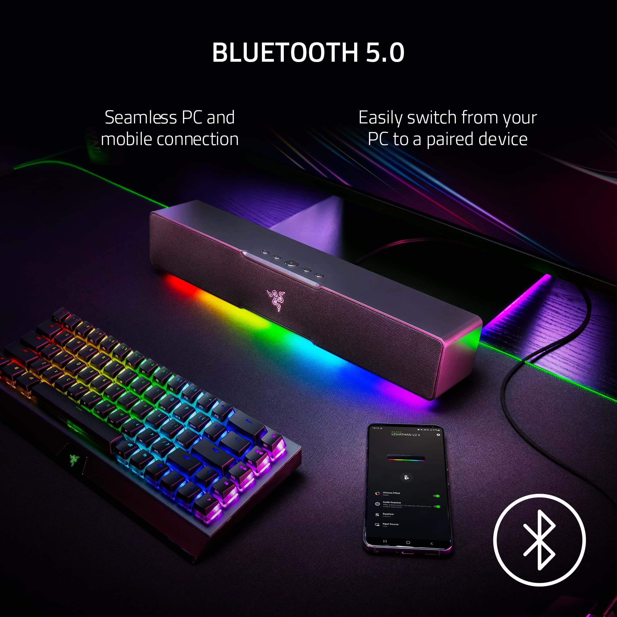 razer-leviathan-v2-x-pc-soundbar-compact-design-full-range-drivers-chroma-rgb-us image 5