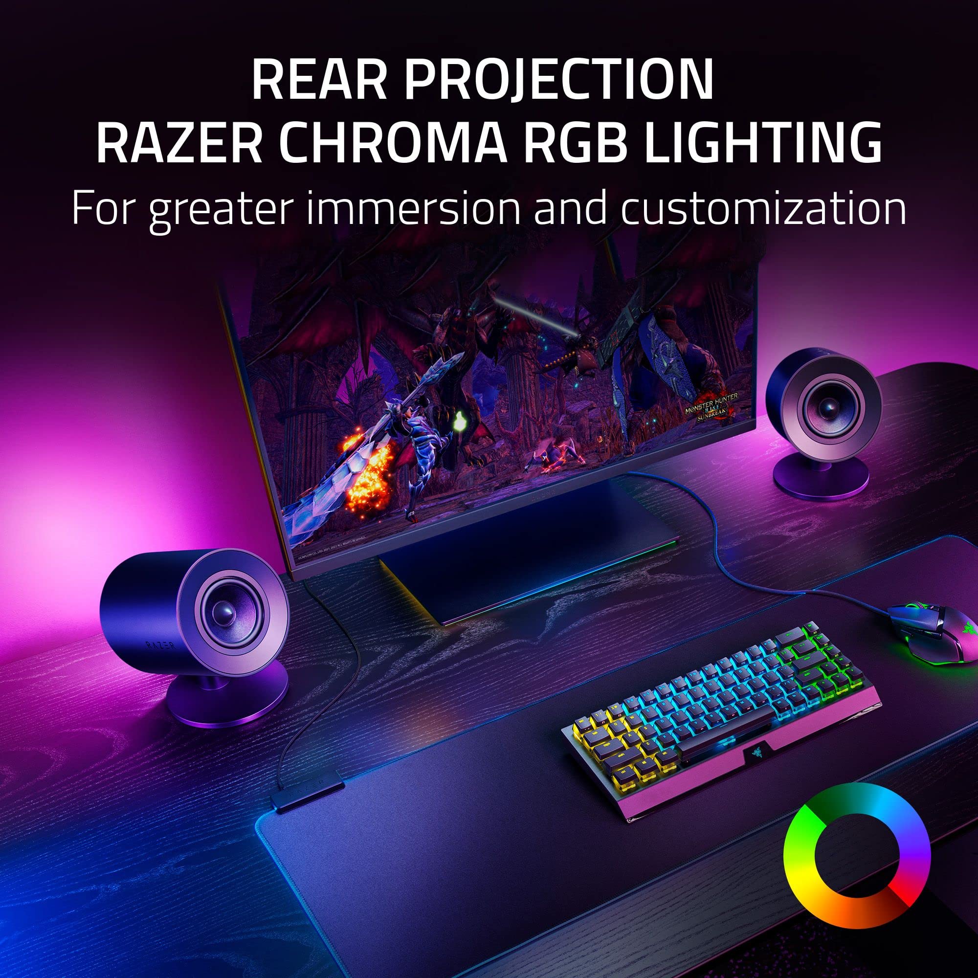 razer-nommo-v2-2-1-pc-gaming-speaker-system-with-wired-subwoofer-thx-spatial-aud image 4