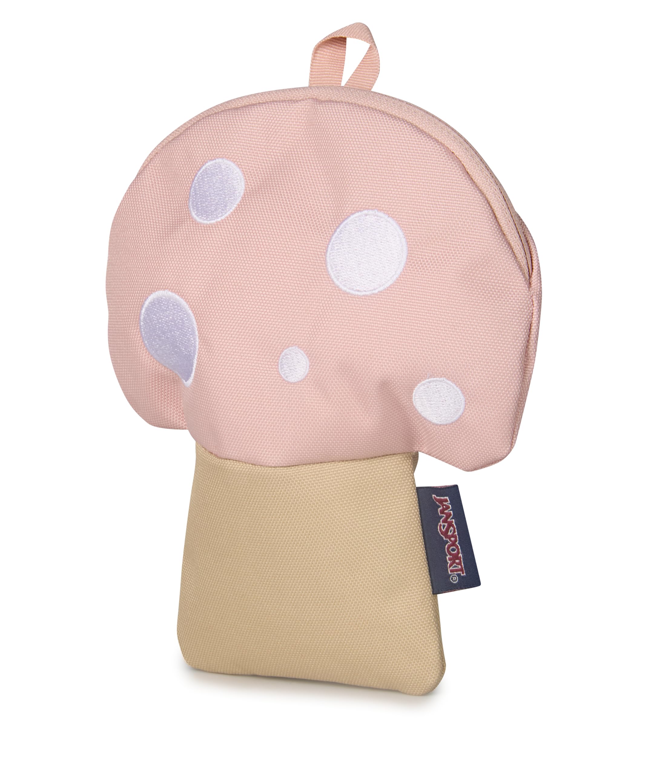 jansport-mushroom-coin-purse-toadstool-zipper-pouch-with-backpack-clip-6-9-x-3-5 image 2