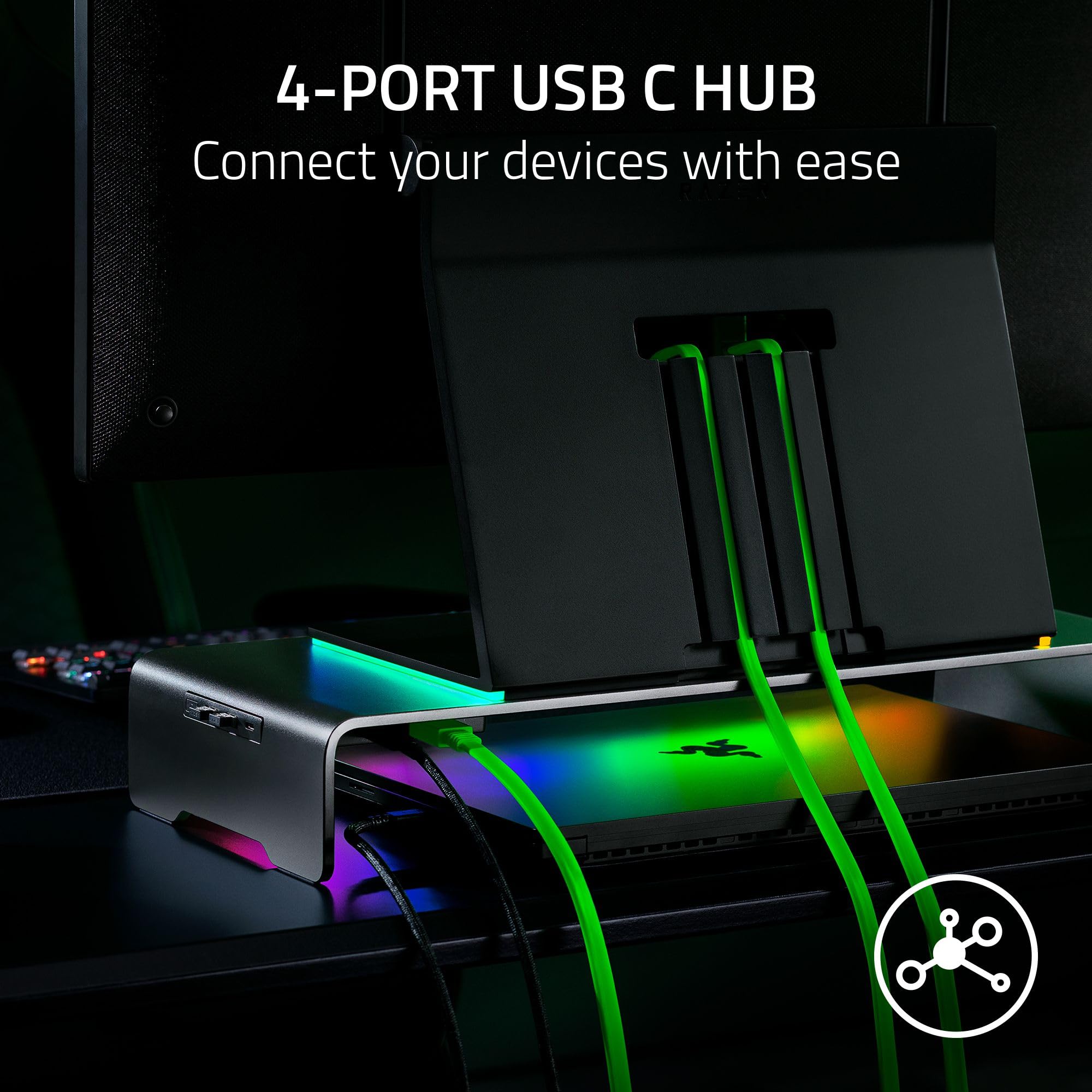 razer-monitor-stand-chroma-4-port-usb-c-hub-monitor-riser-with-rgb-and-organizer image 2