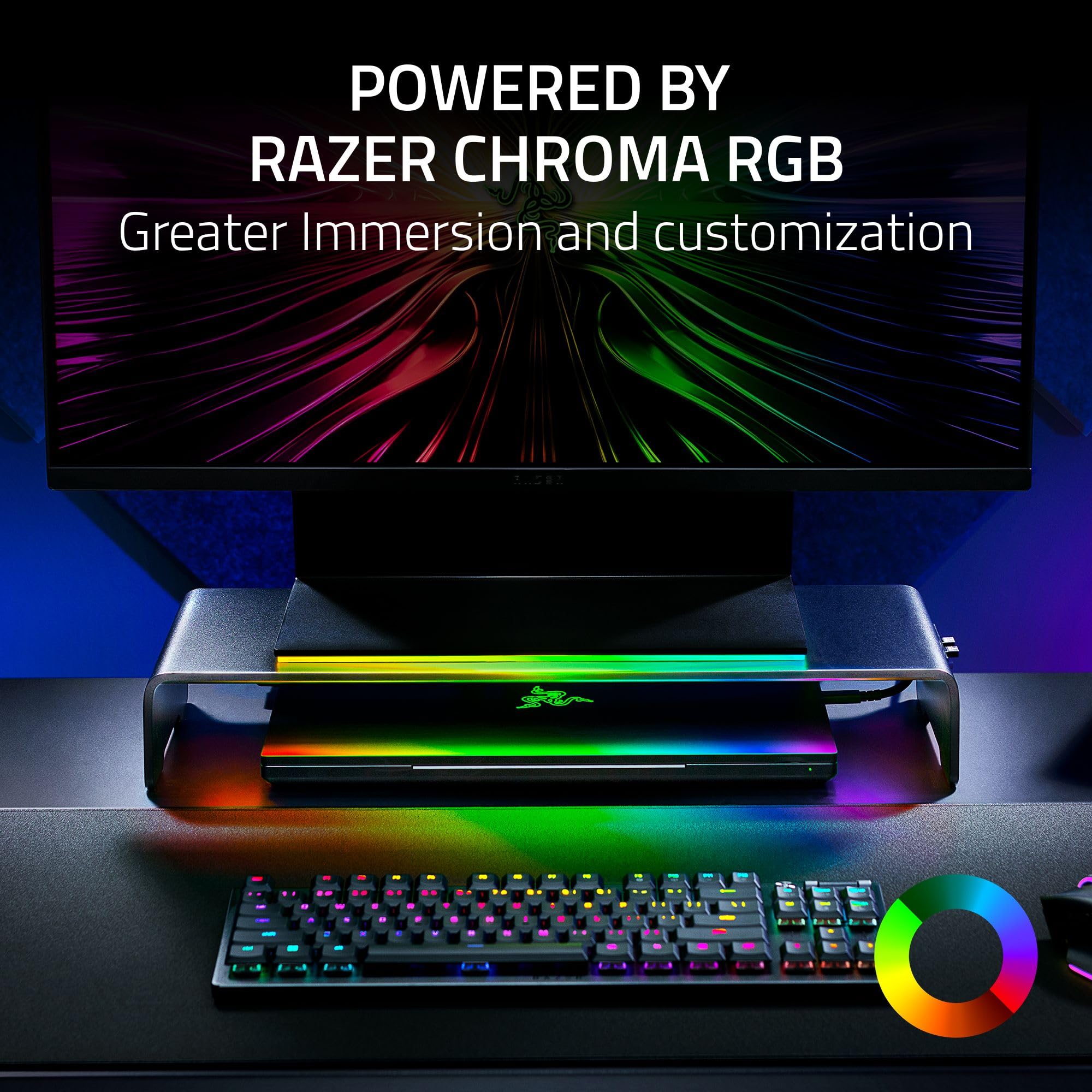 razer-monitor-stand-chroma-4-port-usb-c-hub-monitor-riser-with-rgb-and-organizer image 7