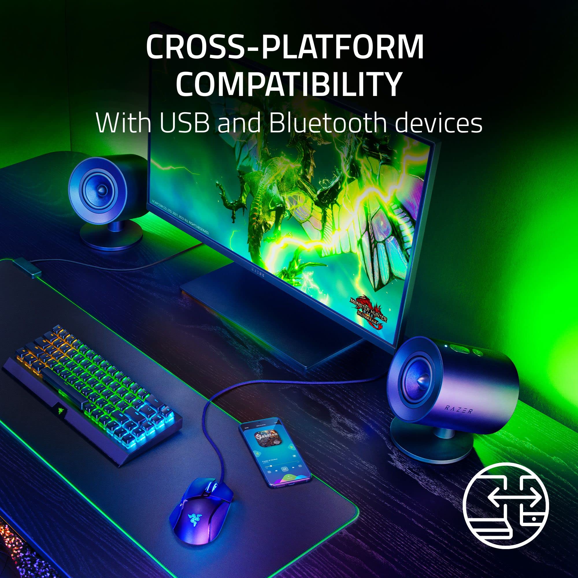 razer-nommo-v2-2-1-pc-gaming-speaker-system-with-wired-subwoofer-thx-spatial-aud image 6