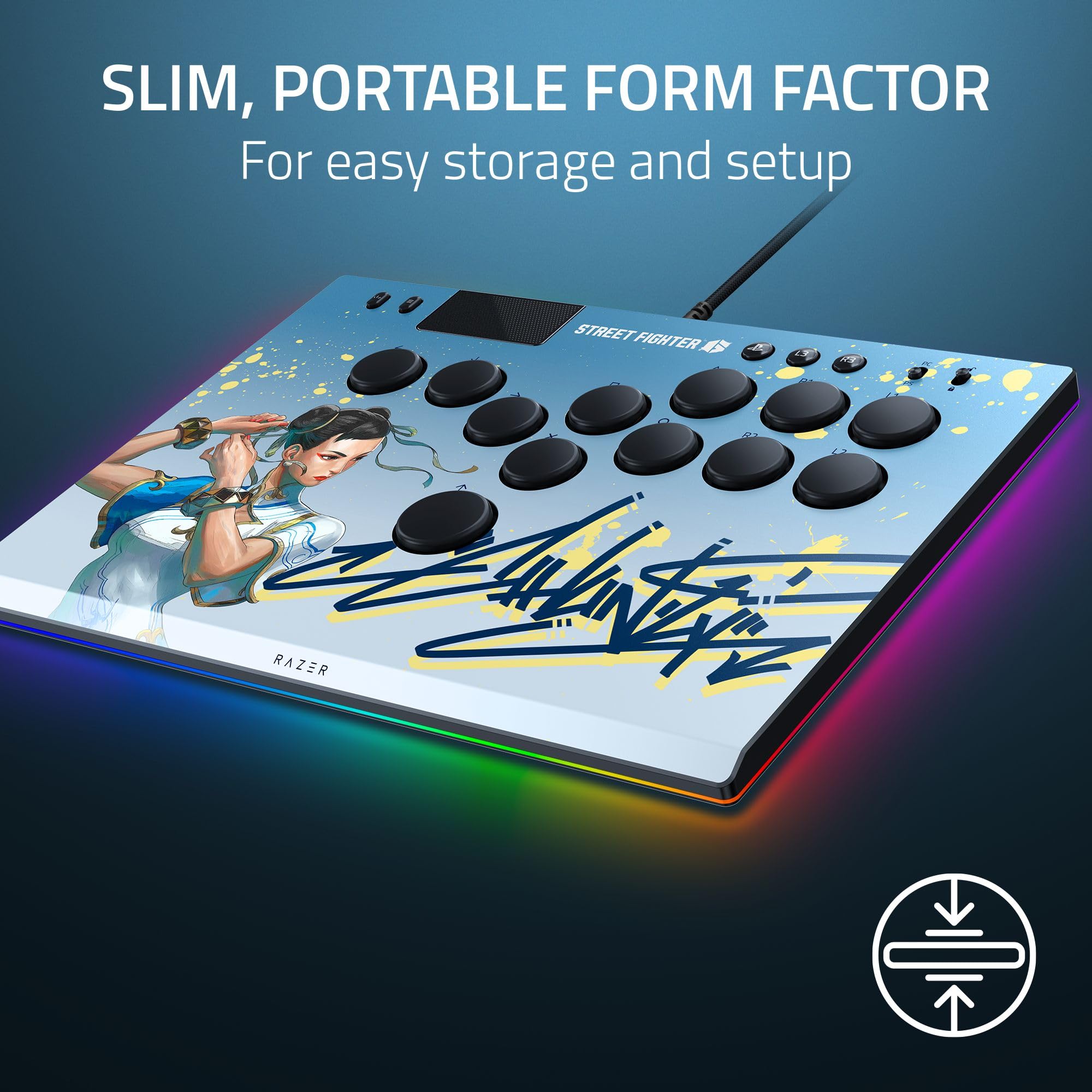 razer-kitsune-all-button-arcade-fighting-controller-with-chun-li-3m-vinyl-skin-b image 4