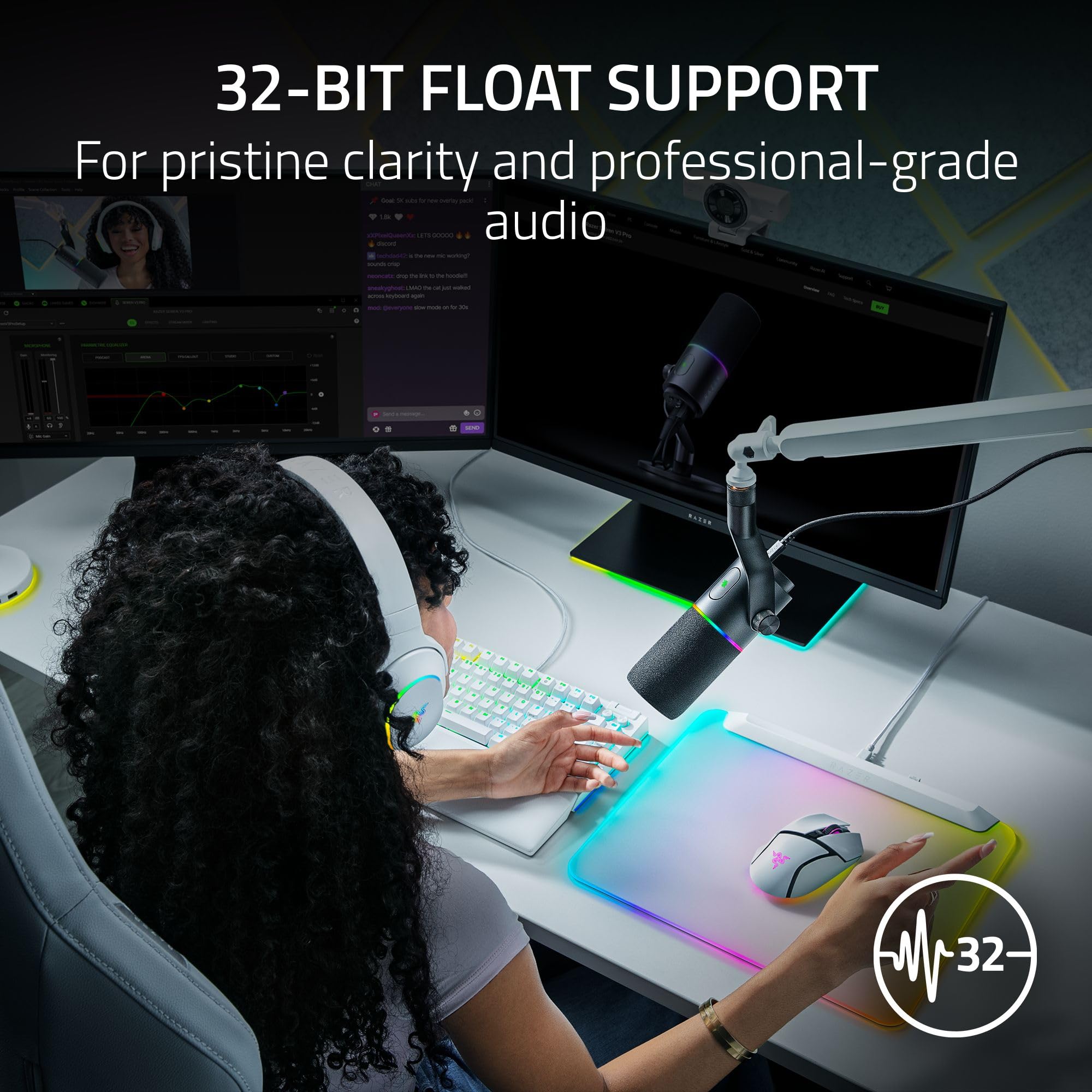 razer-seiren-v3-pro-dynamic-streaming-microphone-usb-type-c-xlr-32-bit-float-ai- image 2