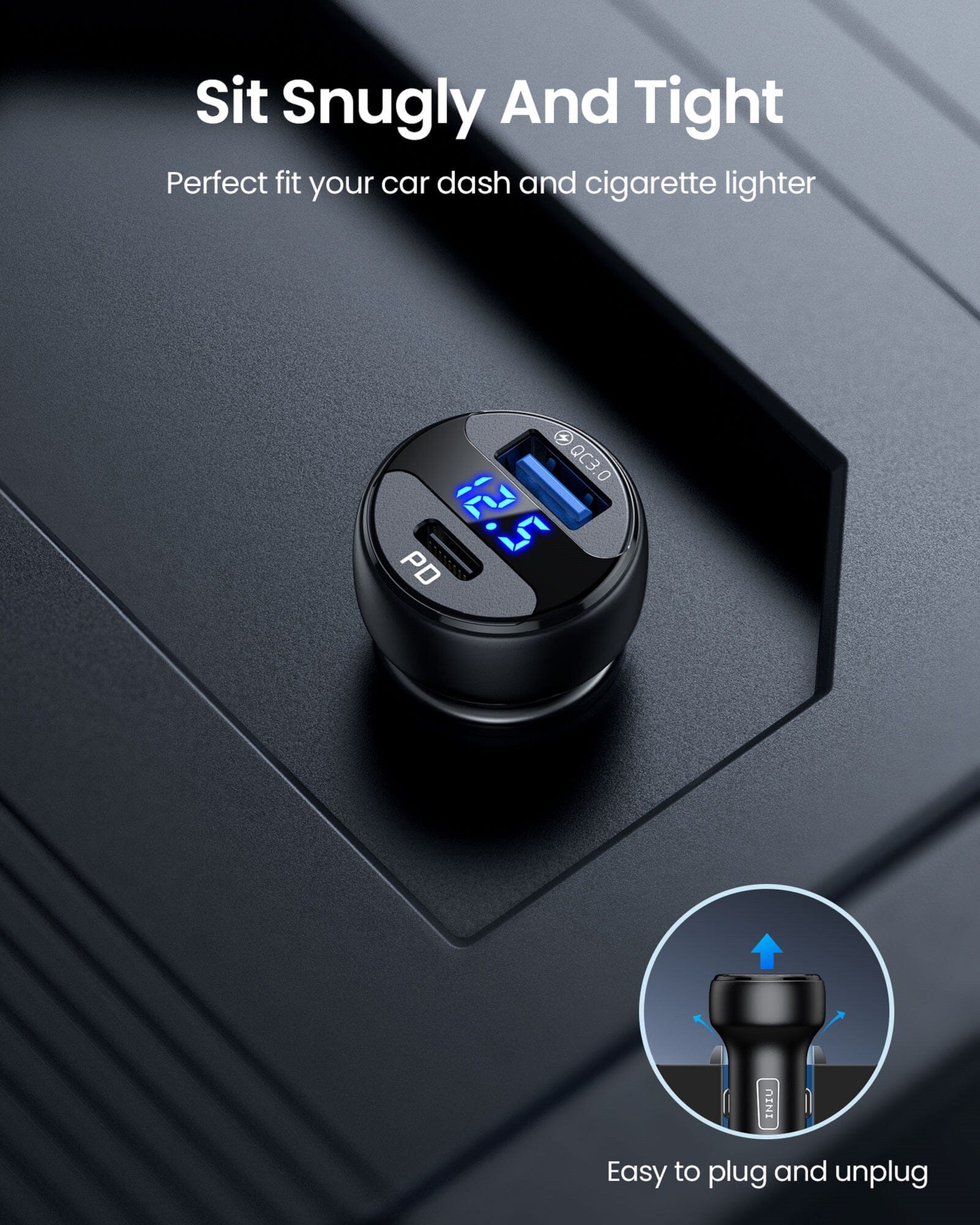 iniu-i711-2-port-66w-ultra-fast-car-charger-pd-3-0-usb-c-qc-4-0-laptop-charging- image 5