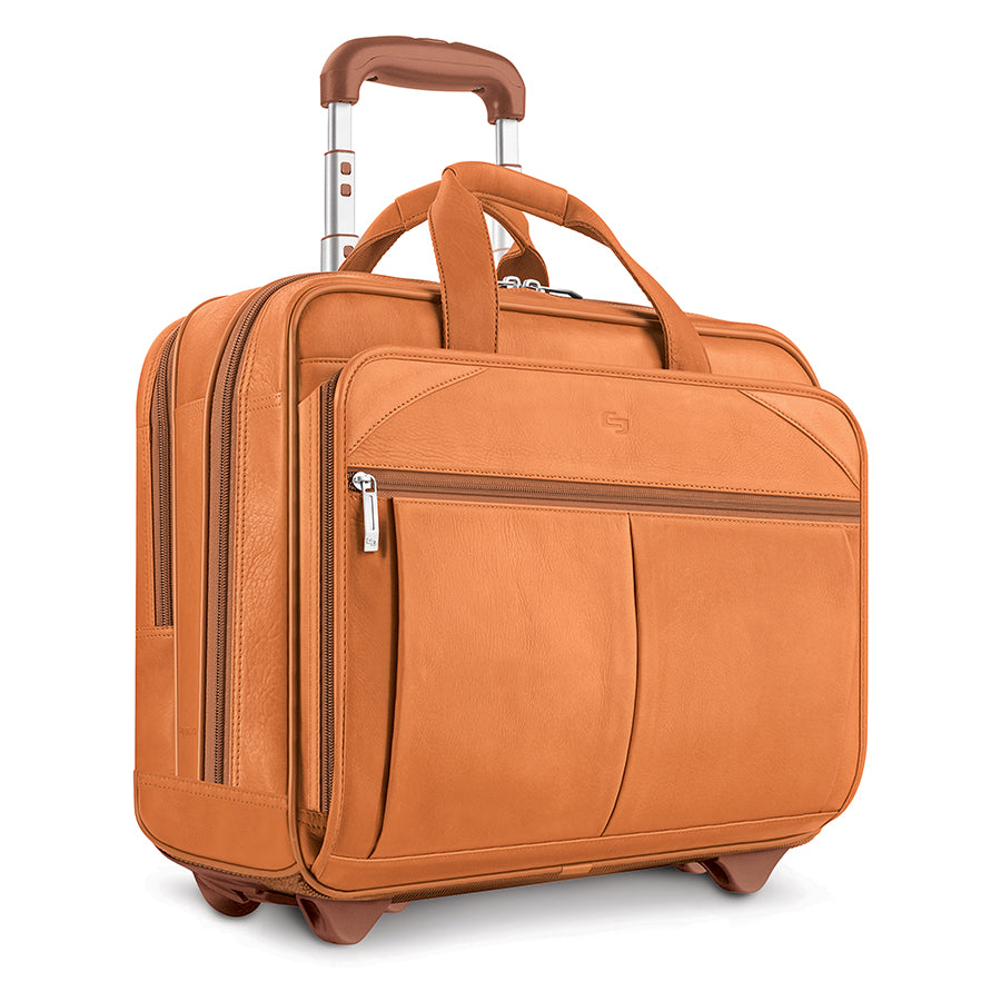 solo-new-york-walker-full-grain-leather-rolling-briefcase-hidden-push-button-tel image 2
