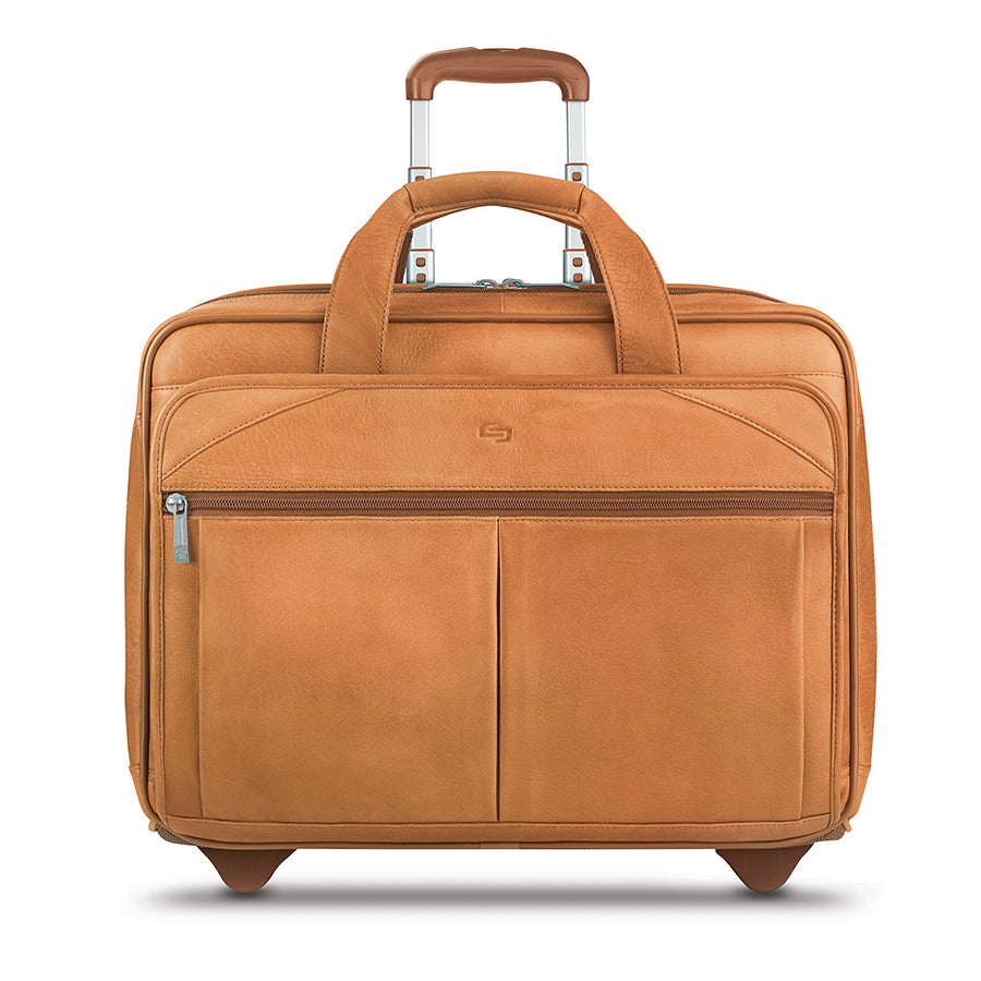 solo-new-york-walker-full-grain-leather-rolling-briefcase-hidden-push-button-tel image 1