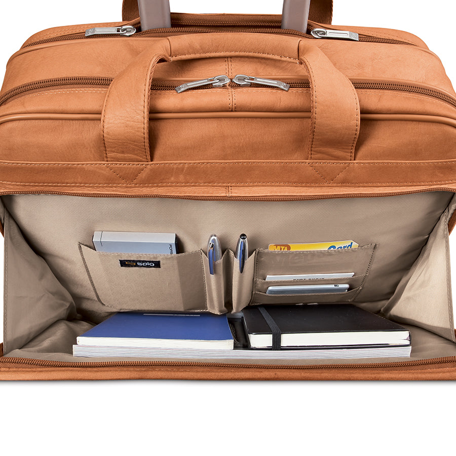 solo-new-york-walker-full-grain-leather-rolling-briefcase-hidden-push-button-tel image 4