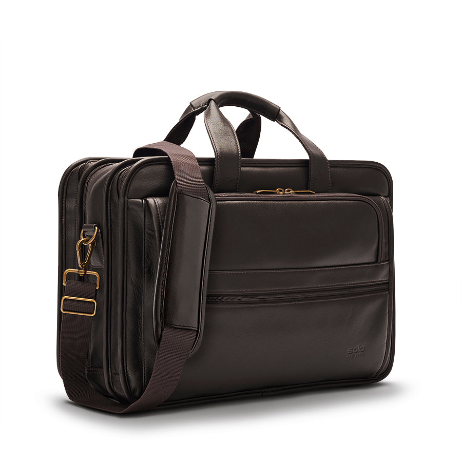 solo-new-york-classic-leather-briefcase-espresso-brown-leather-15-6-laptop-brief image 2