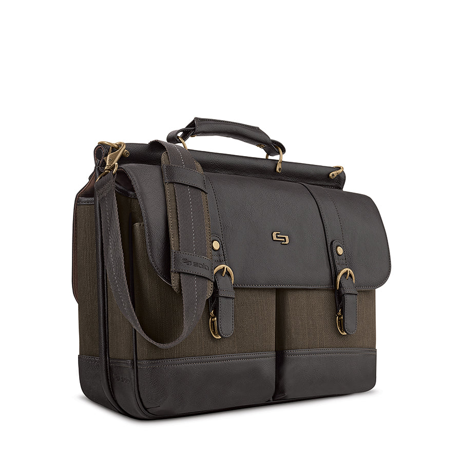 solo-new-york-thompson-briefcase-for-15-6-laptops-with-buckle-closures-and-table image 2