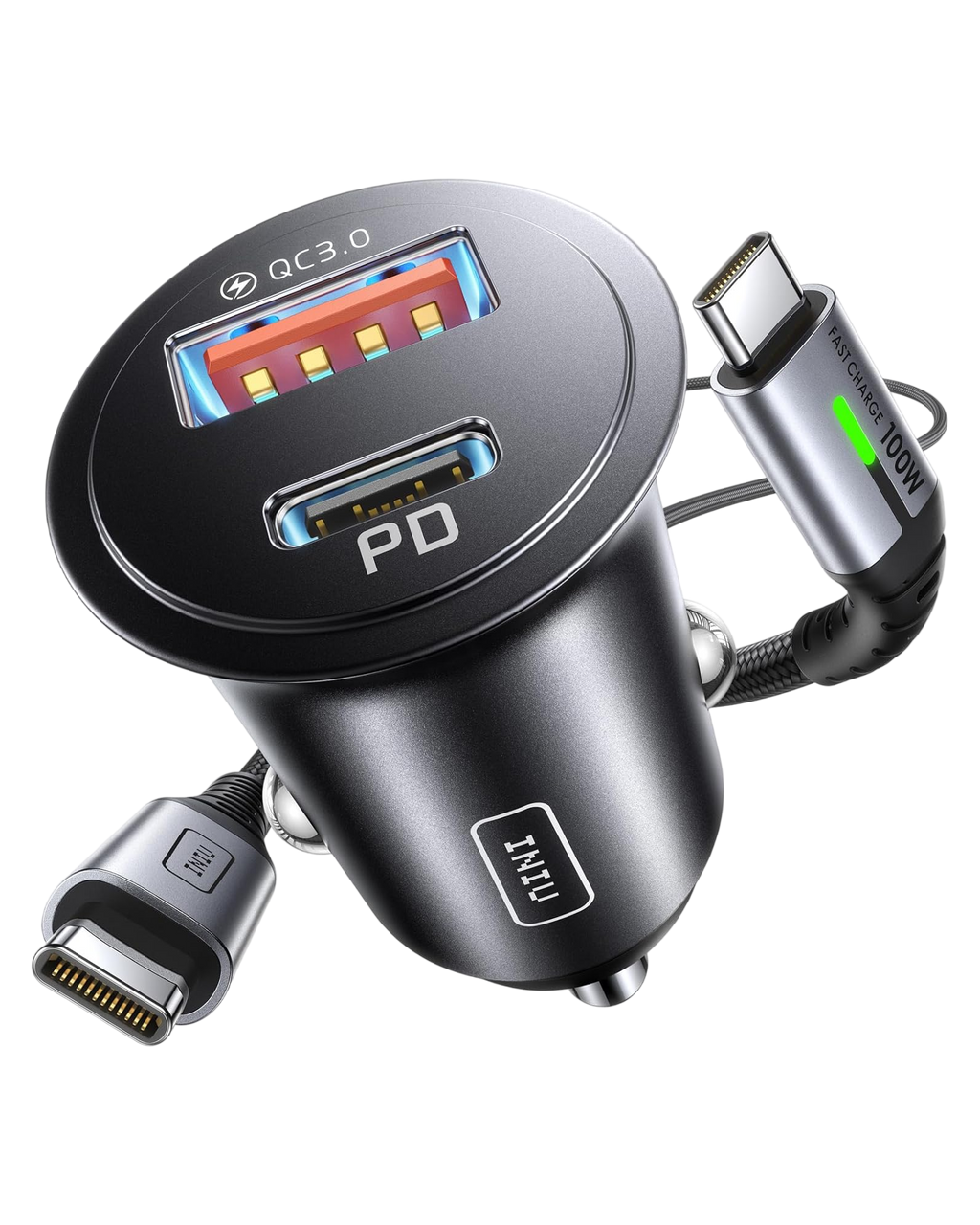 iniu-i710-60w-2-port-car-charger-with-3-3ft-100w-usb-c-cable-fast-dual-port-char image 1