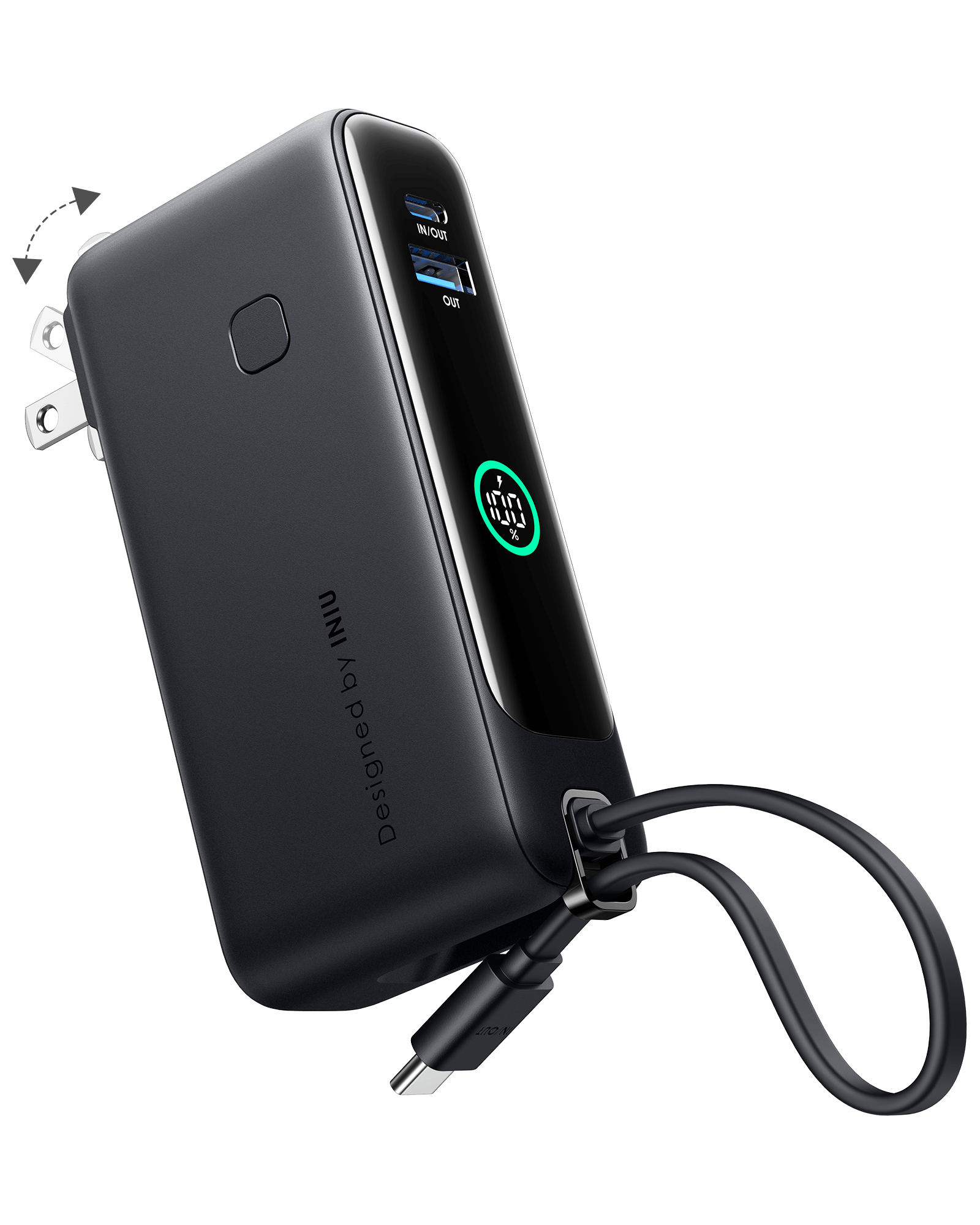 iniu-multi-p21-3-in-1-power-bank-30w-10000mah-with-foldable-wall-charger-and-usb image 2