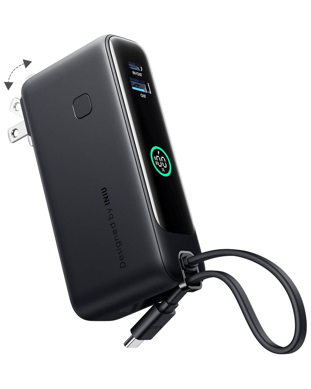 iniu-multi-p21-3-in-1-power-bank-30w-10000mah-with-foldable-wall-charger-and-usb image 1