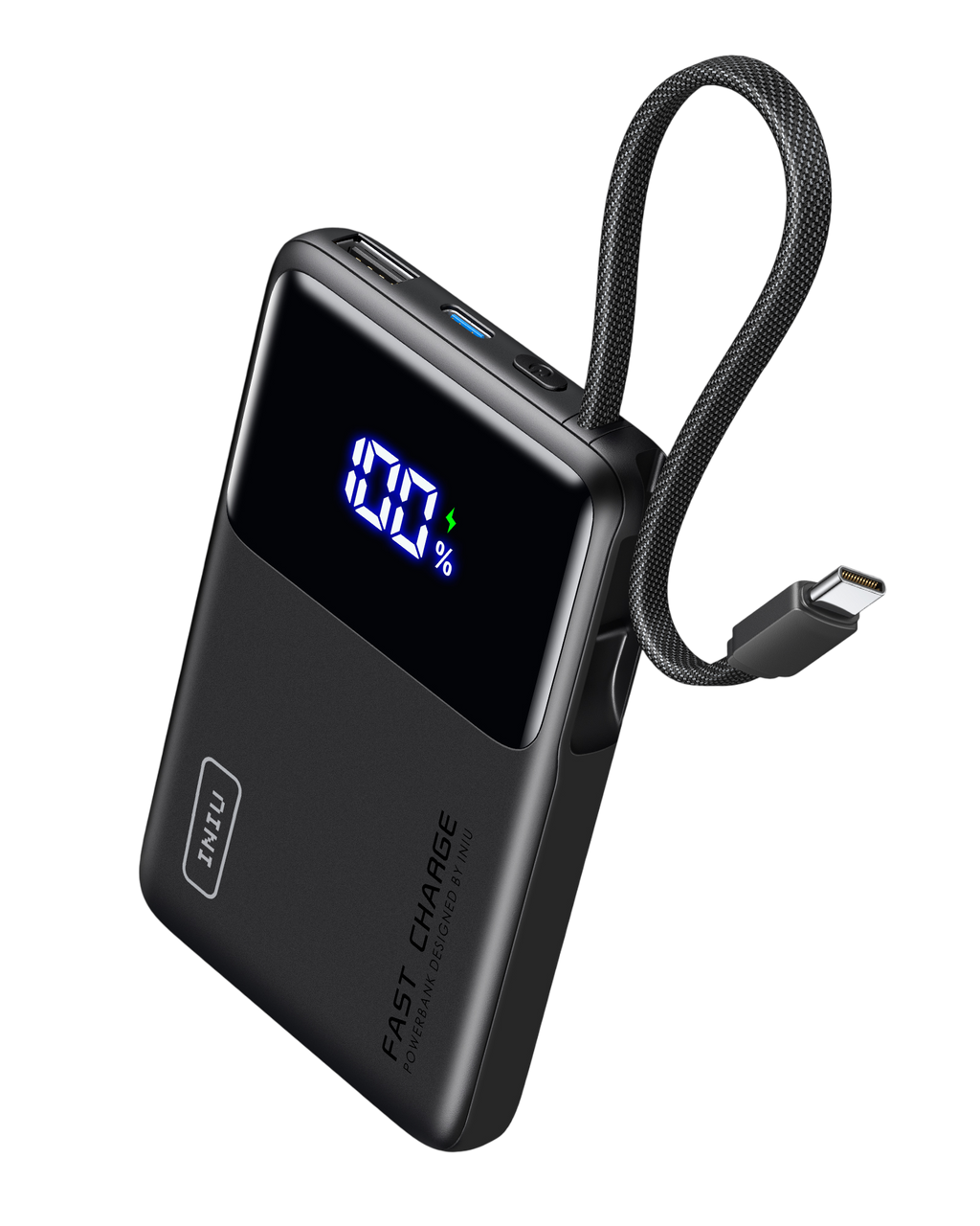 iniu-carry-p55l-power-bank-45w-10-000mah-built-in-usb-c-cable-pd-qc-fast-charge- image 1