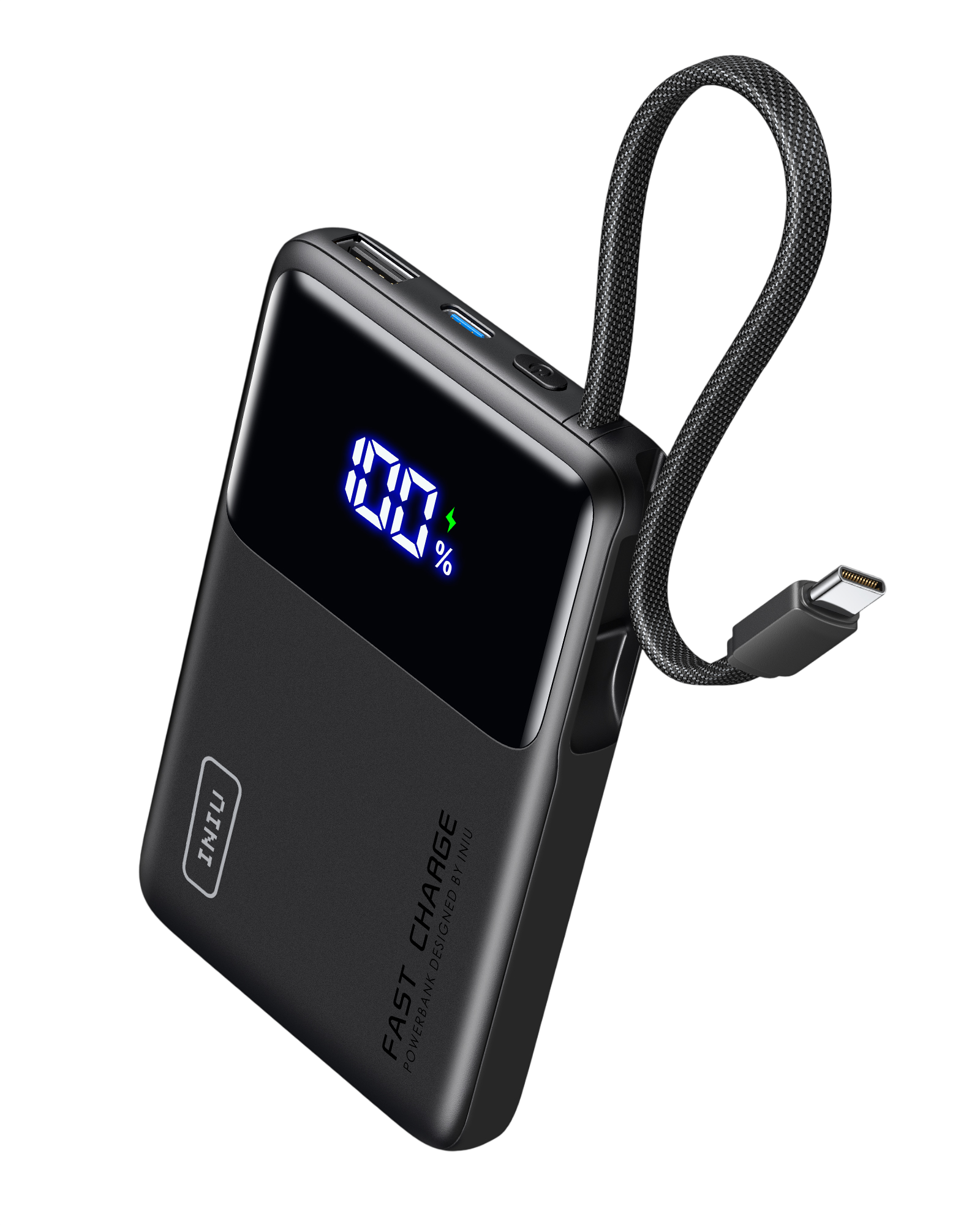 iniu-carry-p55l-power-bank-45w-10-000mah-built-in-usb-c-cable-pd-qc-fast-charge- image 2