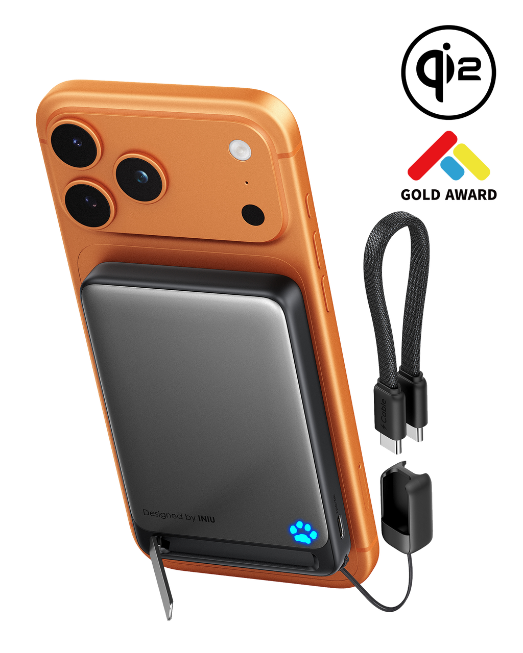 iniu-snapgo-p73-qi2-15w-magnetic-slim-power-bank-10000mah-0-5in-slim-body-qi2-wi image 1