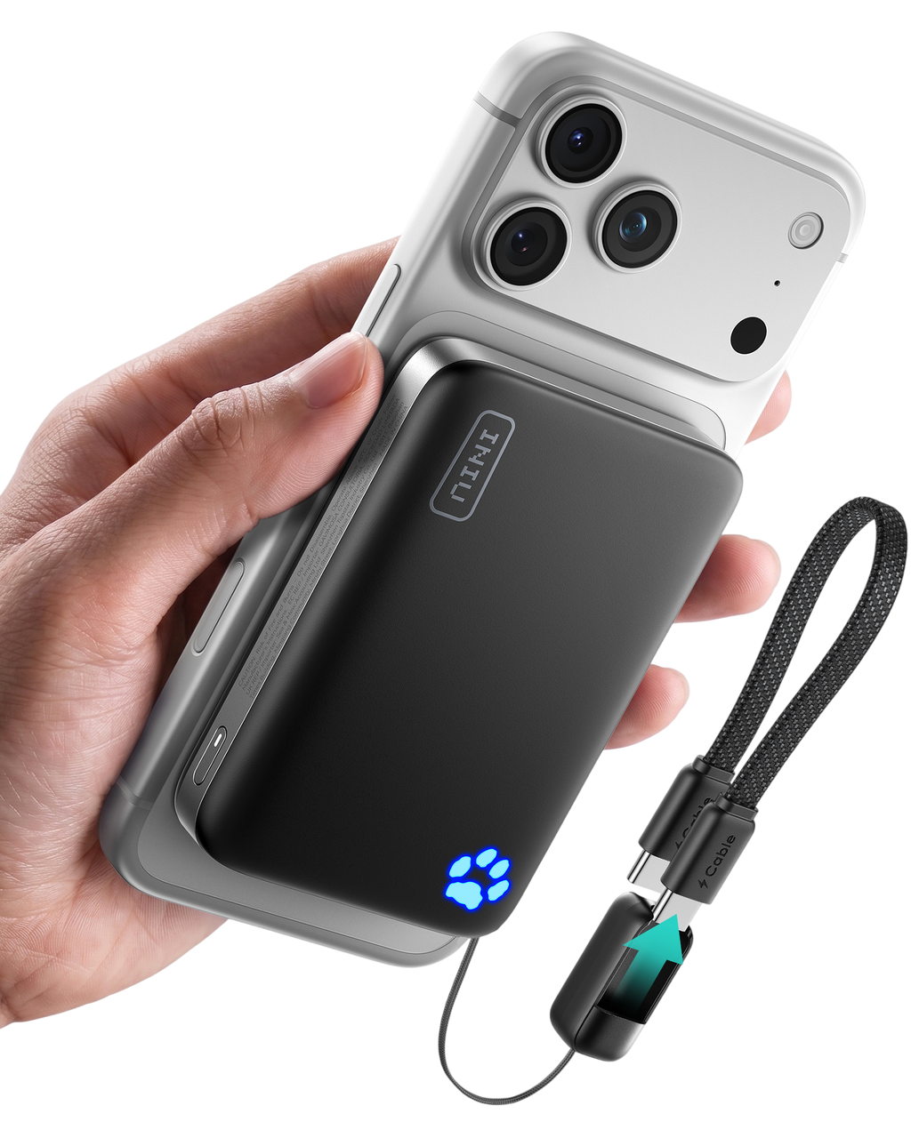 iniu-snapgo-p771-qi2-2-25w-magnetic-power-bank-10000mah-portable-charger-with-te image 1
