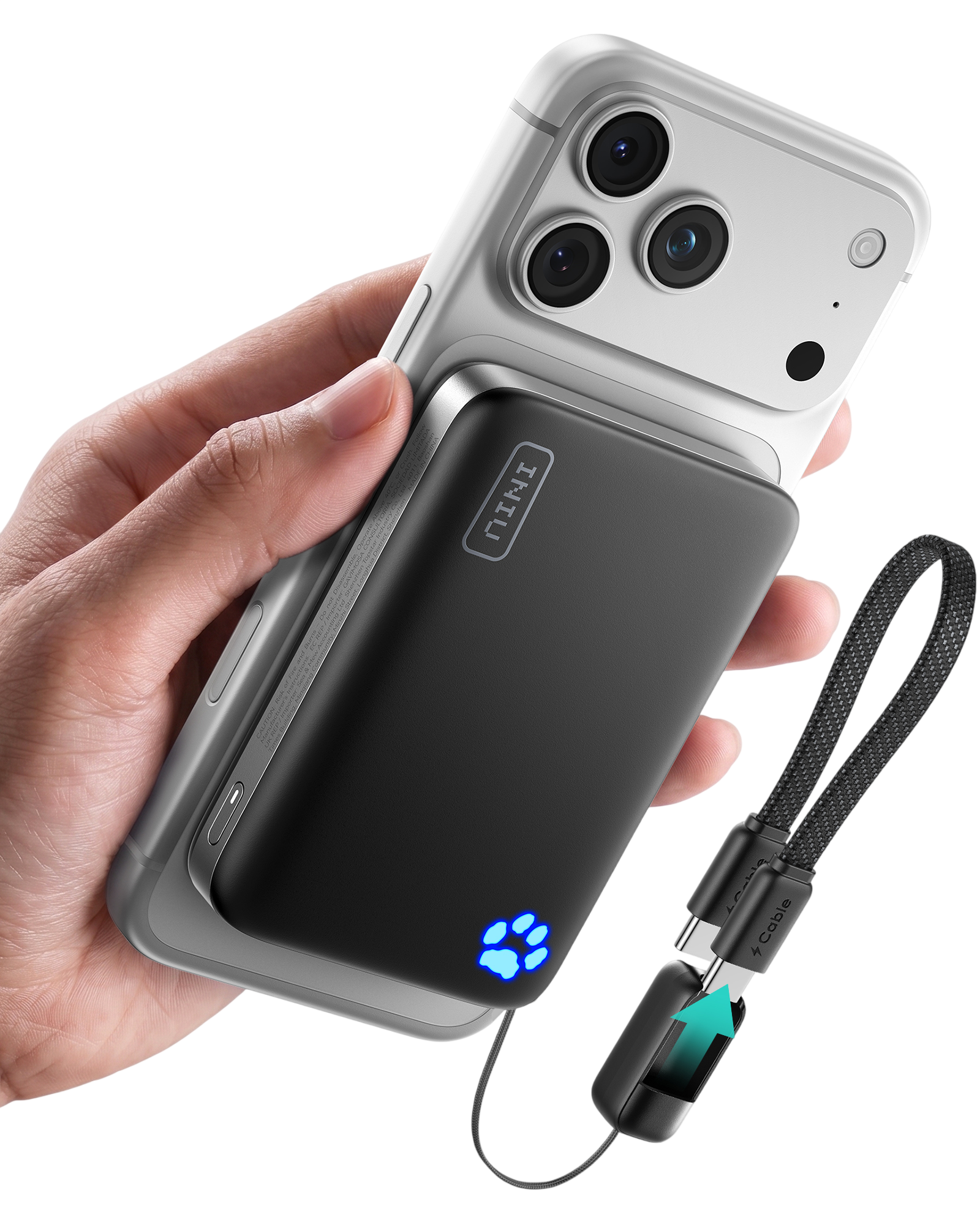 iniu-snapgo-p771-qi2-2-25w-magnetic-power-bank-10000mah-portable-charger-with-te image 2