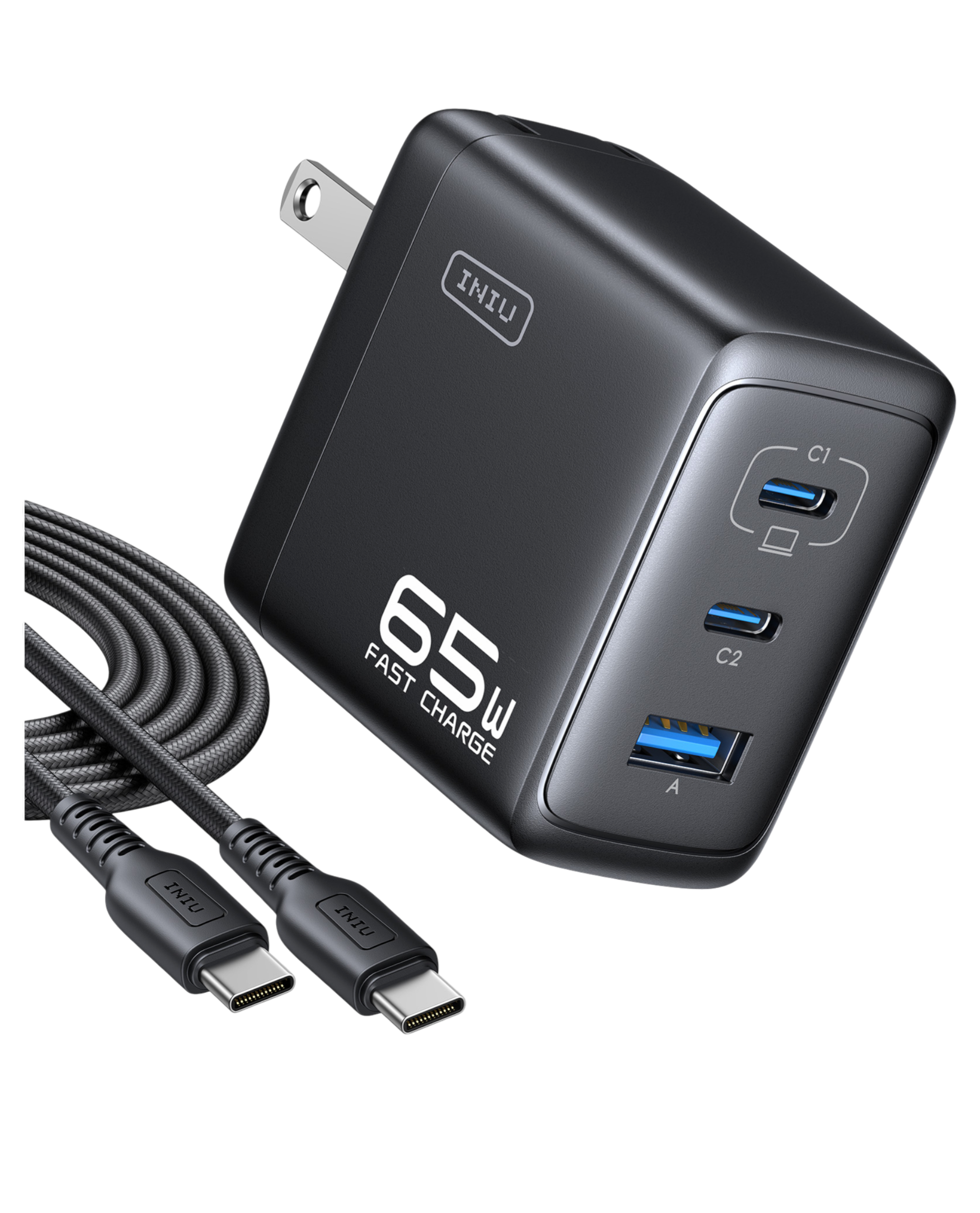 iniu-a21-65w-3-port-gan-wall-charger-usb-c-fast-charging-for-laptop-tablet-phone image 2