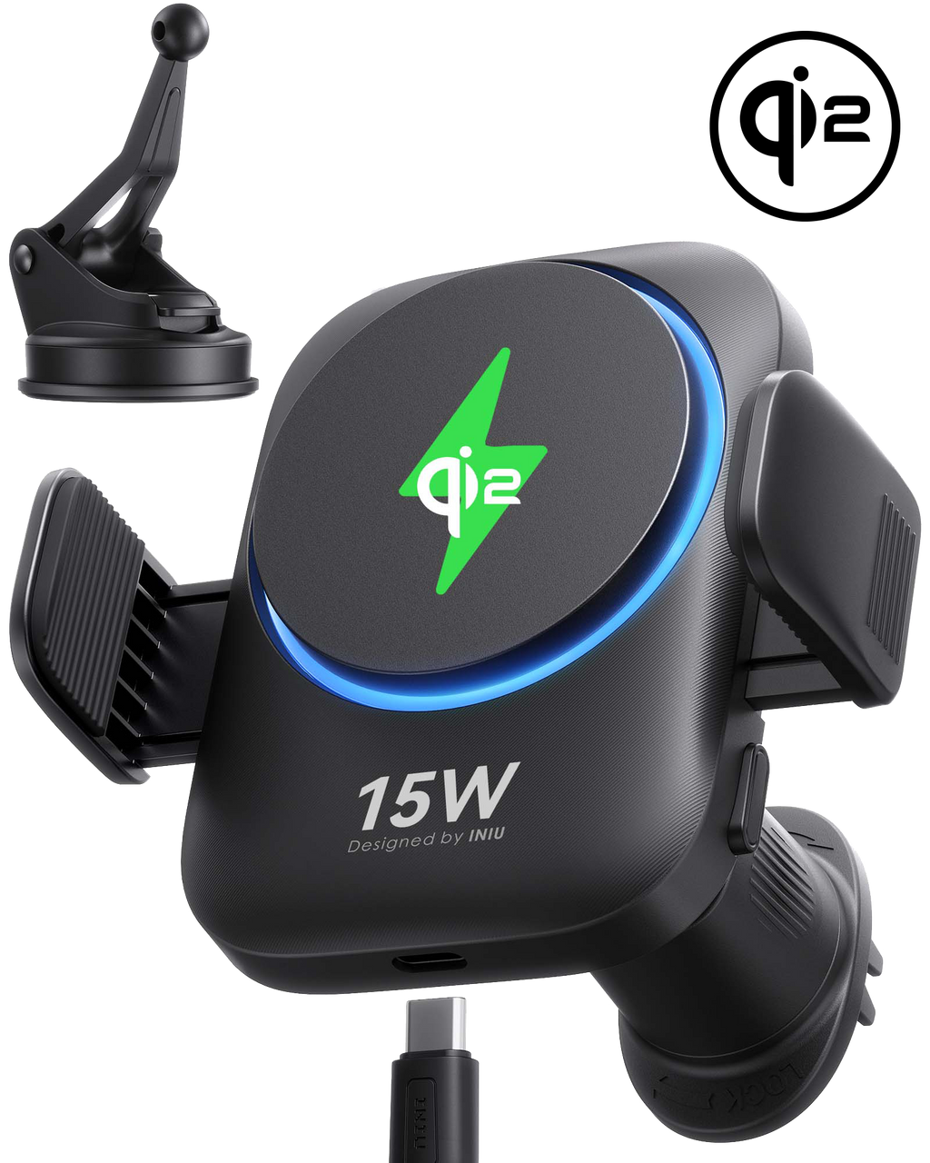iniu-snapgo-v11-qi2-15w-magnetic-wireless-car-charger-with-turbo-cooling-fan image 1